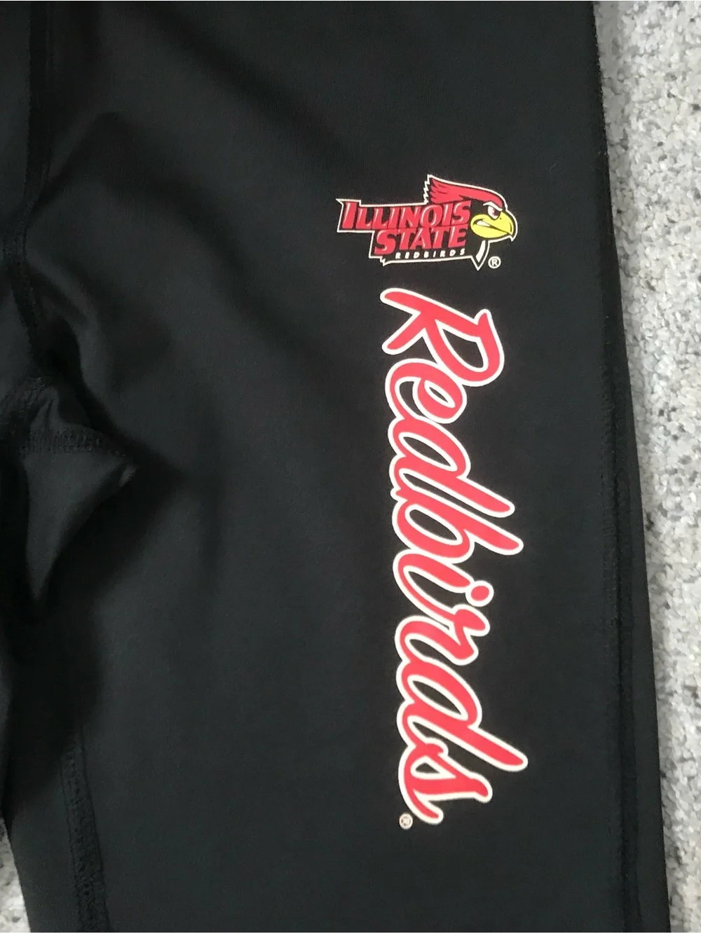 Russell Athletic Black Top with White Logo Print. Illinois State Redbirds